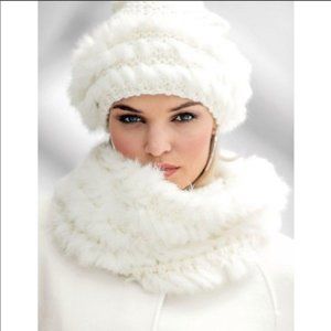 White Furry Chico’s Infinity Scarf